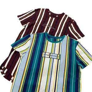 Vox Populi For The People Bundle of 2 Striped Short Sleeve Tees Size Medium